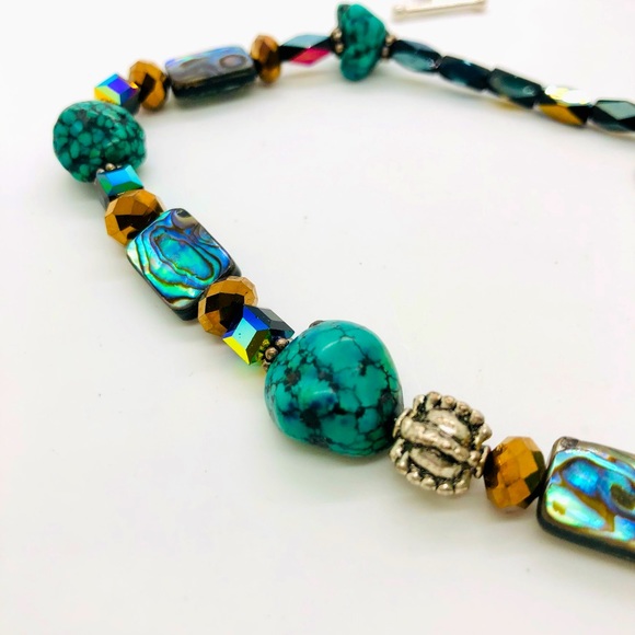 Vintage Turquoise Abalone Bead Necklace - Picture 6 of 14